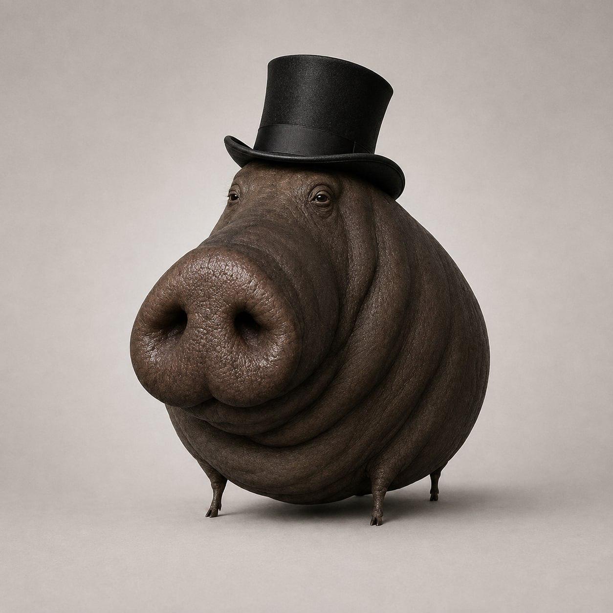 onchainrapist wearing a black top hat
